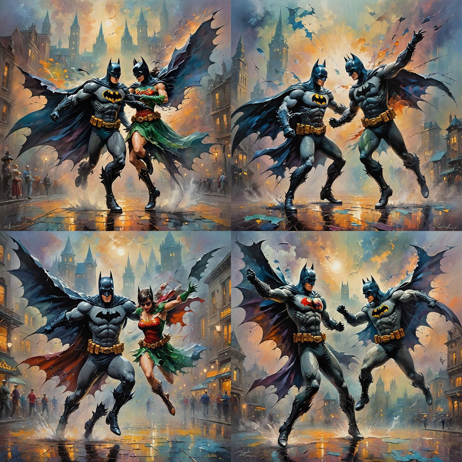 Abstract Dancing Duo: Palette Knife Oil Painting