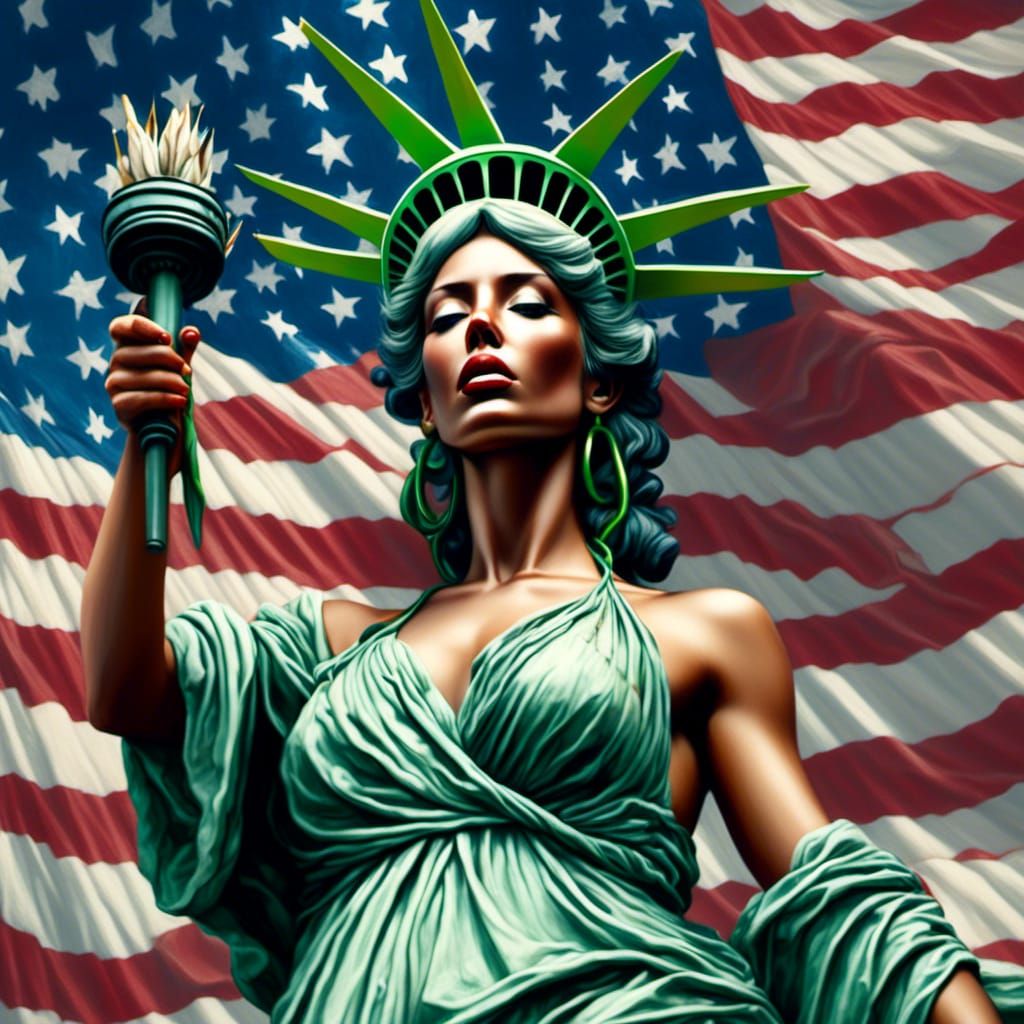 Hyperrealistic Goddess Cries for Liberty