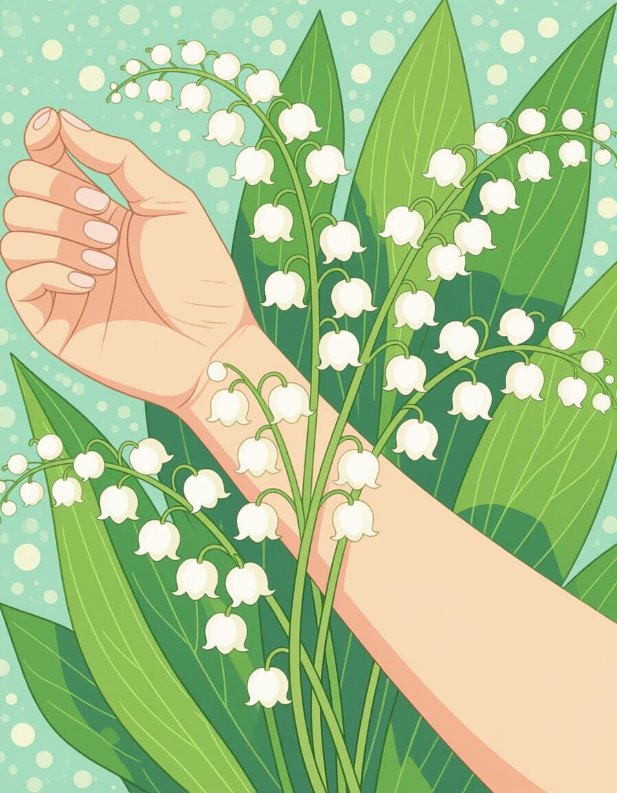 Lily of the Valley Tattoo Design in Watercolor Style