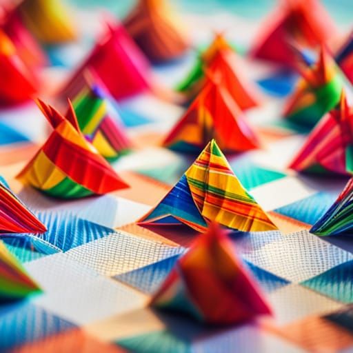 Thousand Paper Cranes in Cubist Style