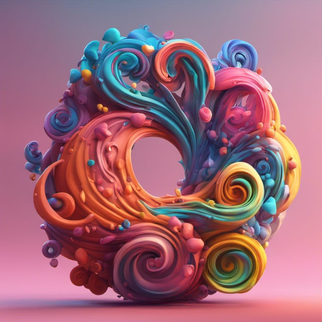 Colorful Swirl in Pixar Style 3D Digital Art
