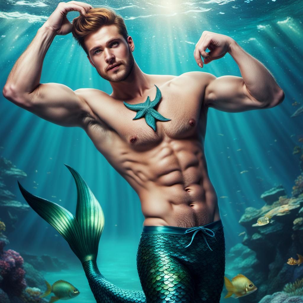 Romantic Merman and Mermaid Scene