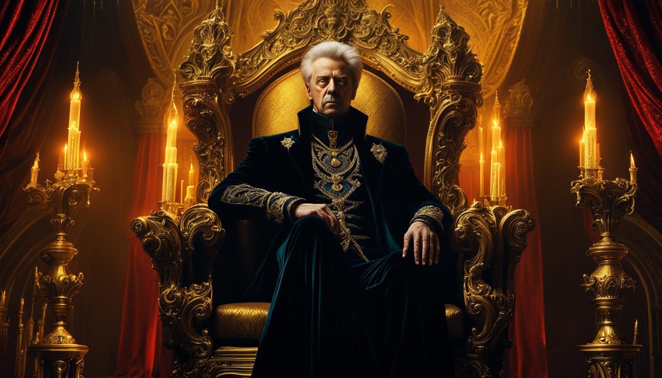 Wealthy Vampire on Golden Throne, Gothic Art