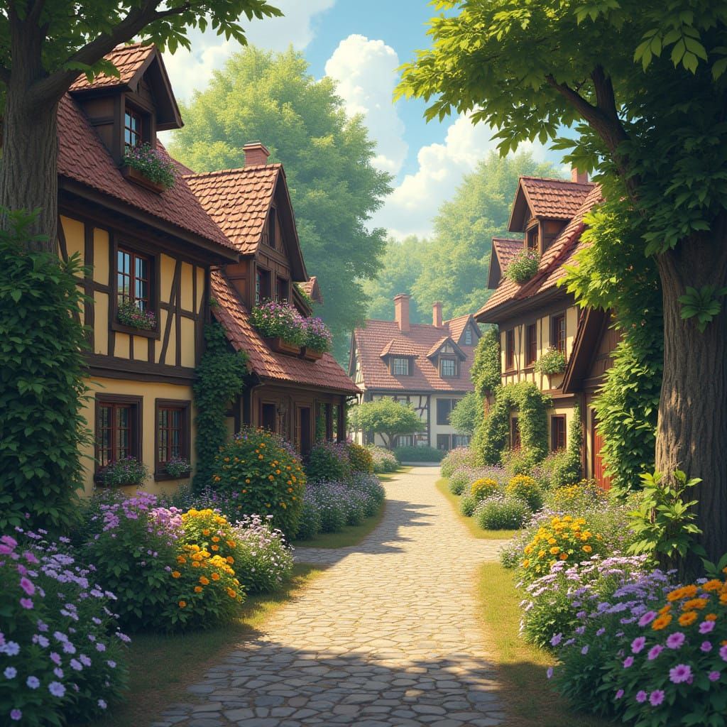 Idyllic German Village in Quaint, Whimsical Style