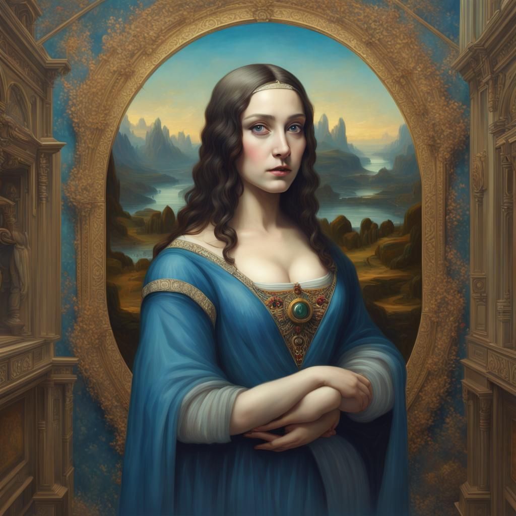 Mona Lisa Cutaway: Fantasycore Portrait in Oil