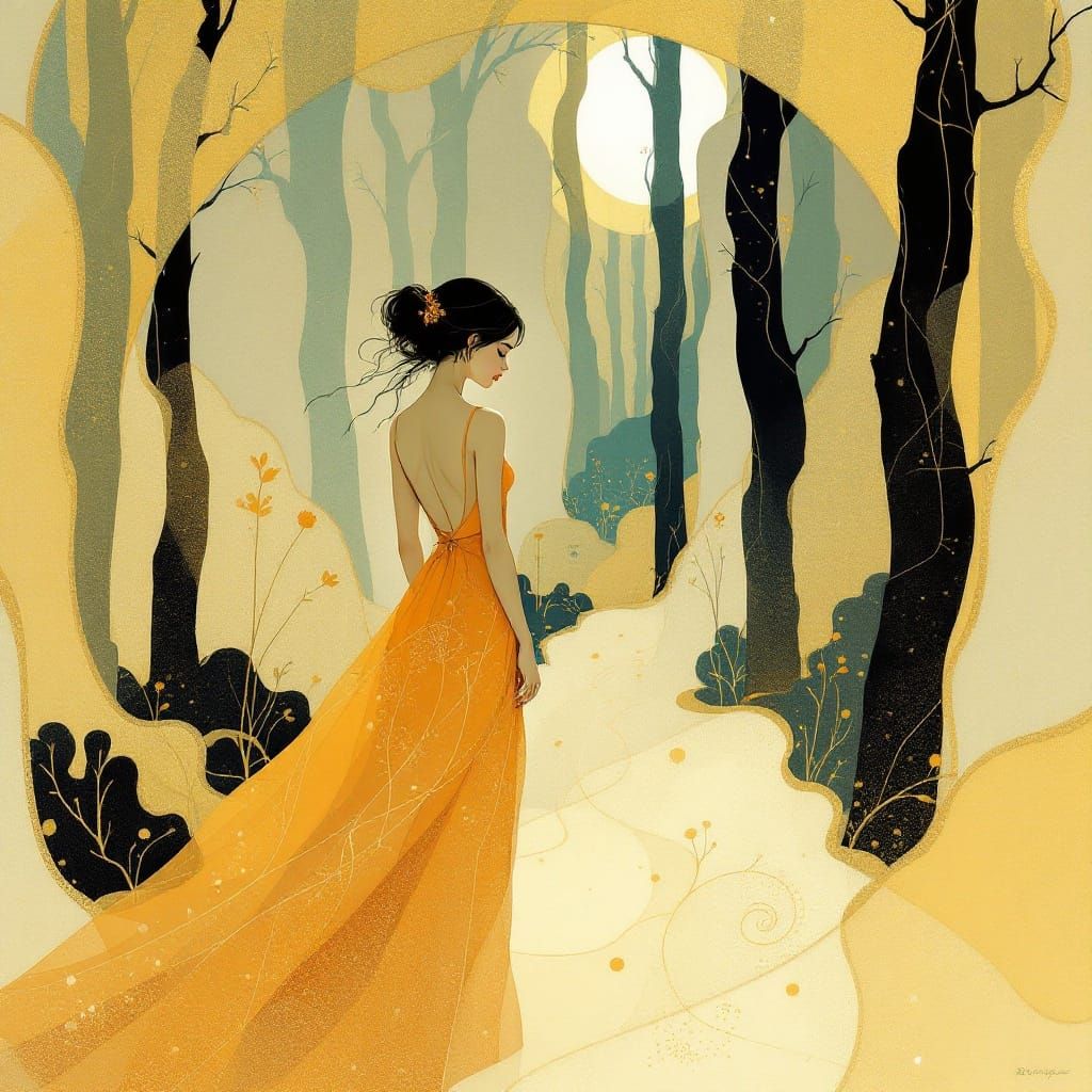 Ethereal Figure in Art Nouveau Style