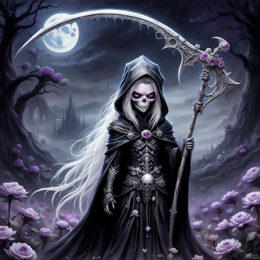 Chibi Reaper of Death in Ethereal Fantasy Style