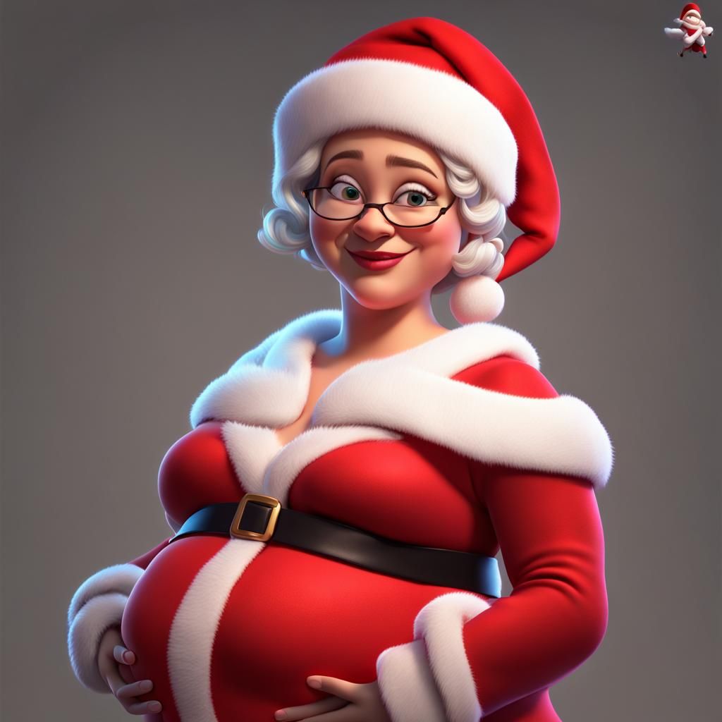 Pregnant Mrs. Santa Claus in 3D Digital Art
