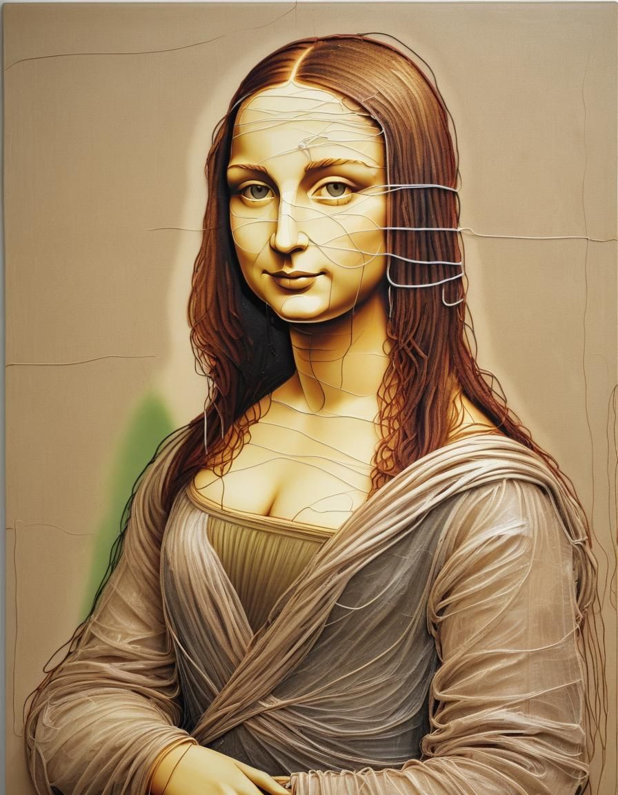 Mona Lisa Made of String: Haring-Style Painting