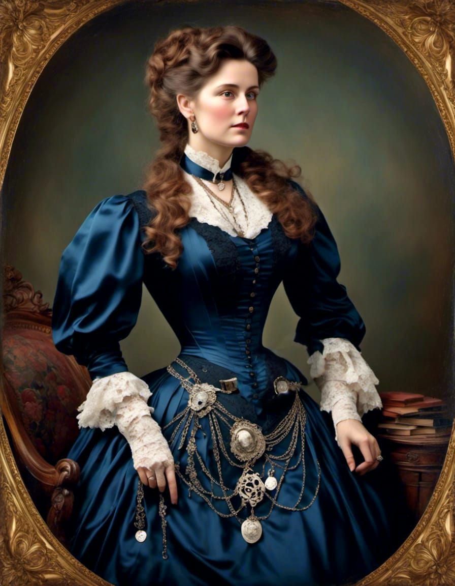 victorian lady wearing a chatelaine belt III