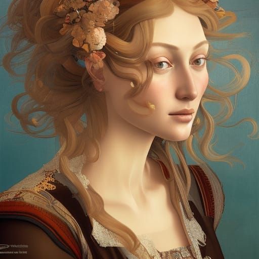 Portrait of Russian Woman in Renaissance Style