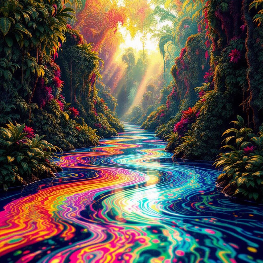 Pachamama in Ayahuasca DMT Fractal Rainbow Water
