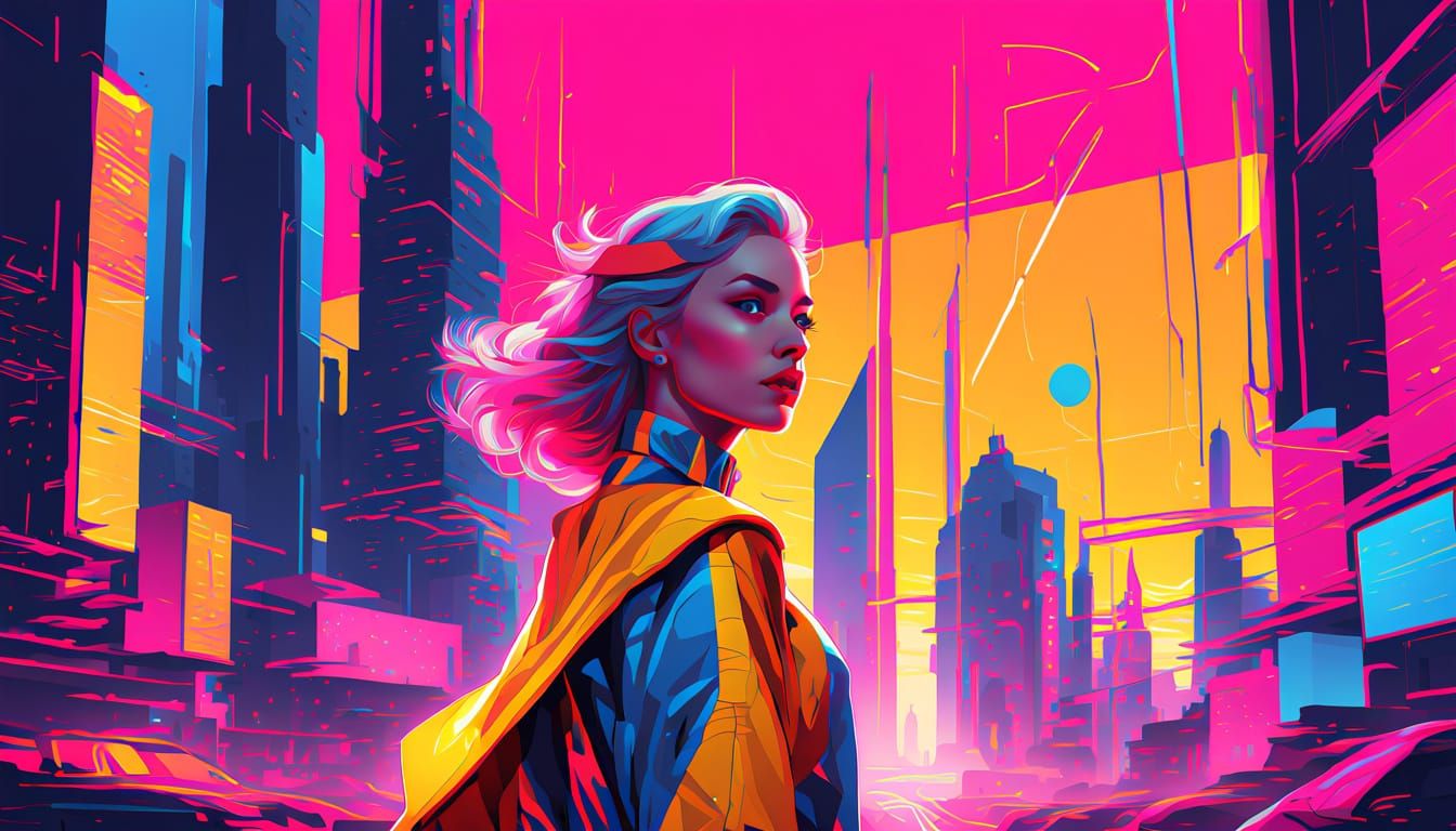 Cyberpunk Princess in Neon Halo