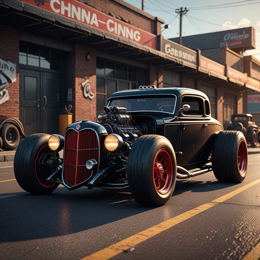 Low-Poly Hot Rod in Aggressive Stance