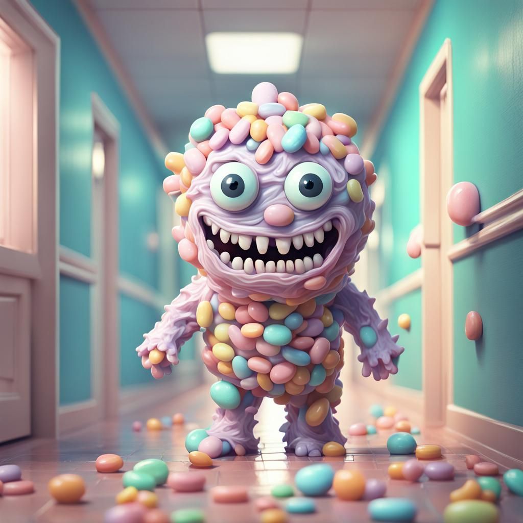 Candy Monster Asylum Escape: Pastel Digital Art