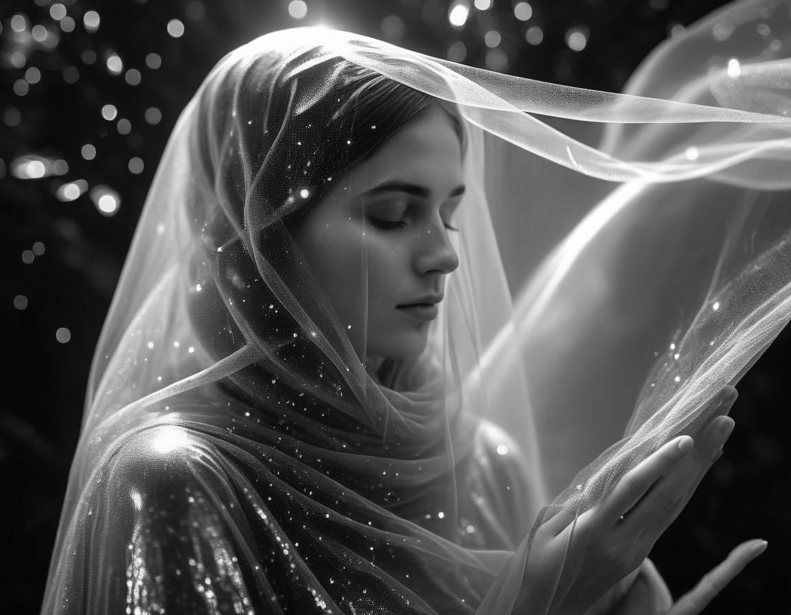 Iridescent Veil Between Black and White Worlds