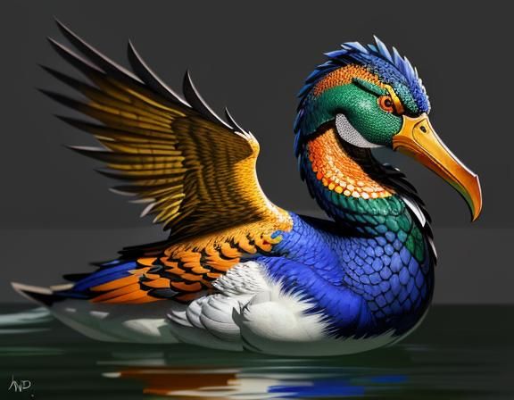 Hyperrealistic Mandarin Drake Impasto Matte Painting