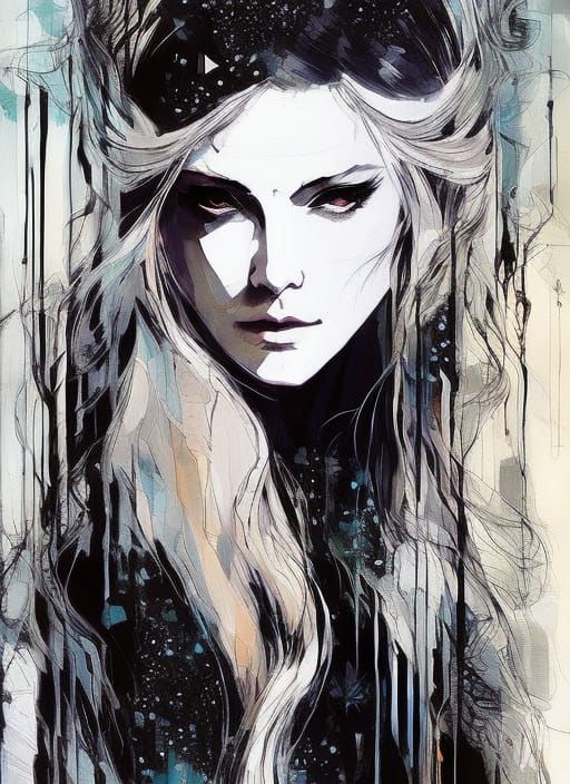 Cyberpunk Galadriel Portrait: Detailed Matte Painting