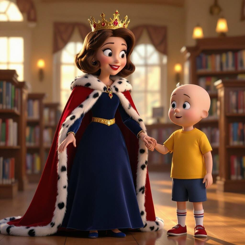 Caillou's Mommy as Queen Doris in Royal Gown