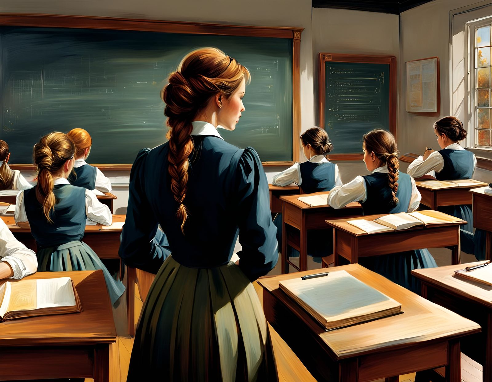 Classroom Scene in Storybook Illustration Style