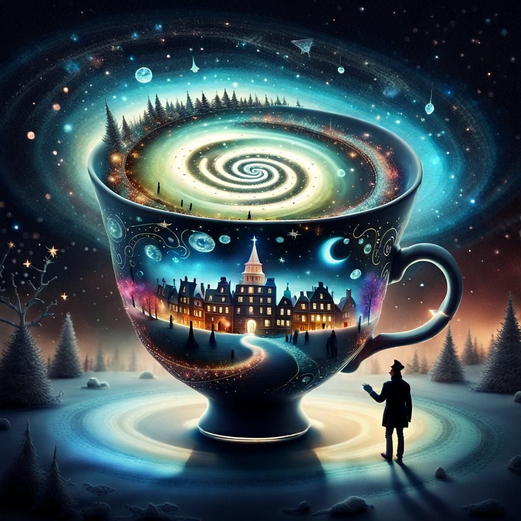 Surreal Spiral Teacup Portal to a Galaxy