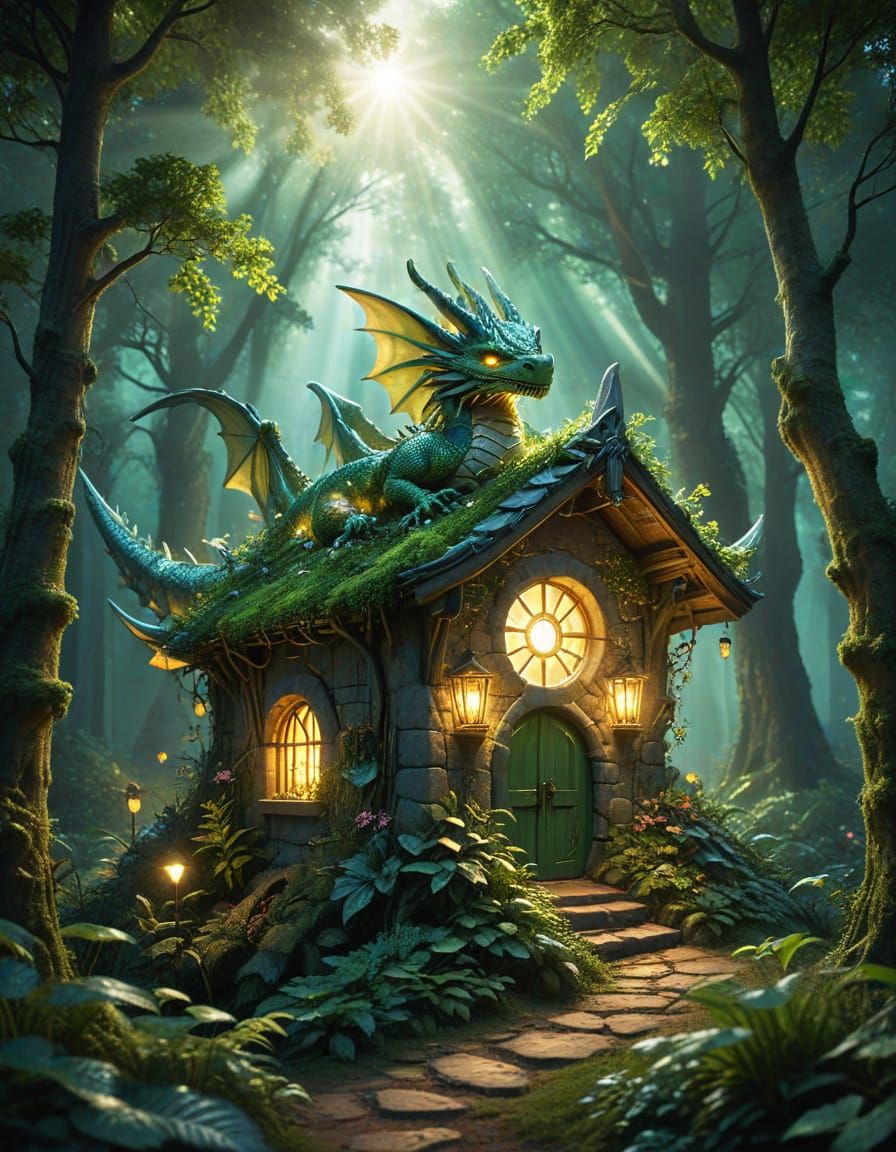 Enchanted Forest with Sleeping Dragon Cottage