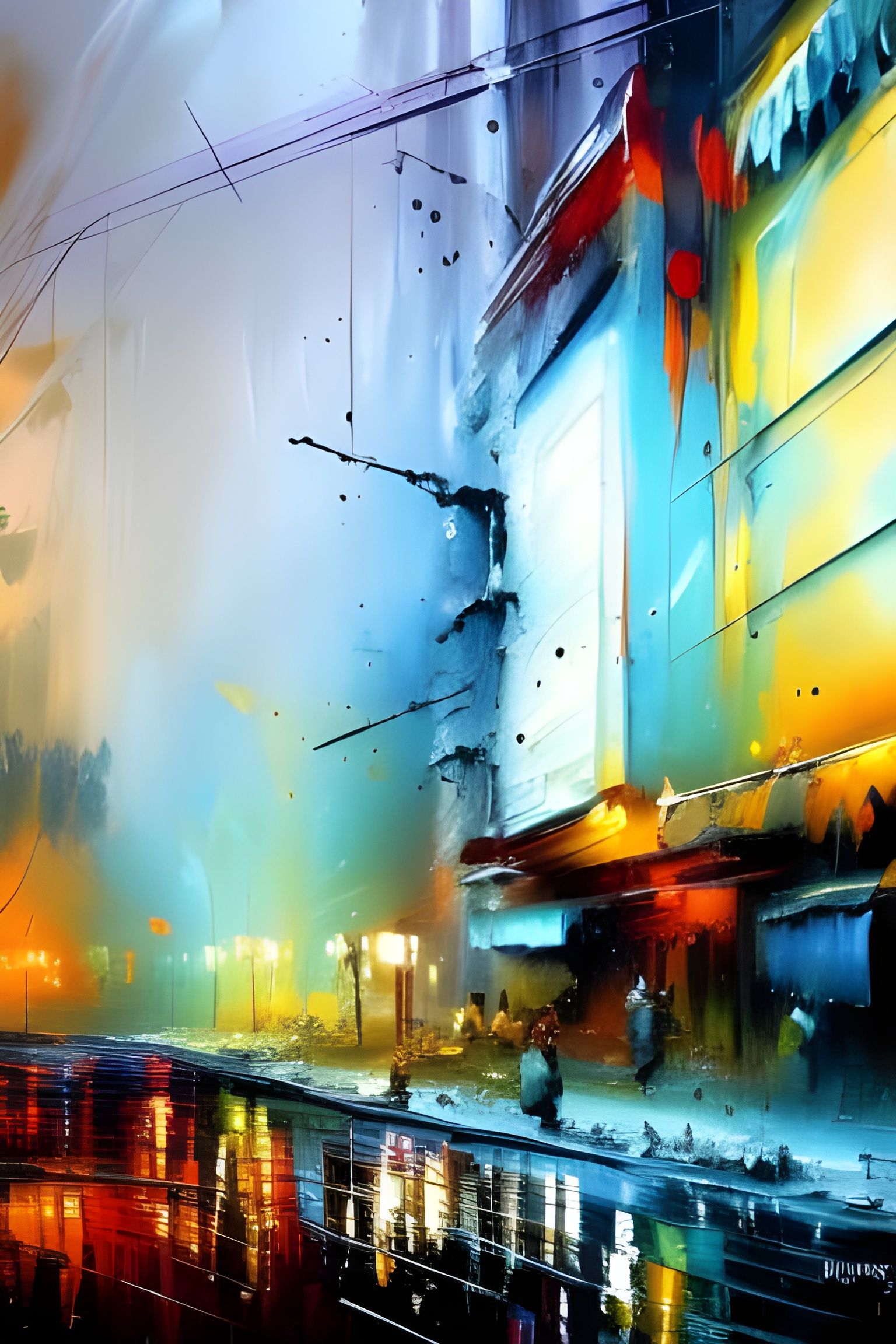 Wild West Scene in Mixed Media Impasto Style