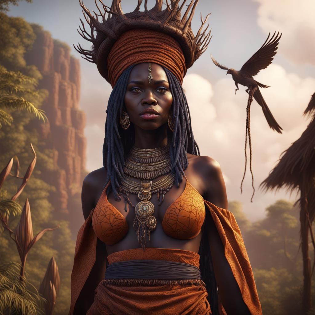 Detailed Matte Painting: African Witch from Nigeria