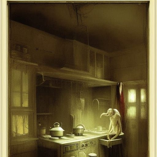 Haunting Kitchen Appliances in Horror Style