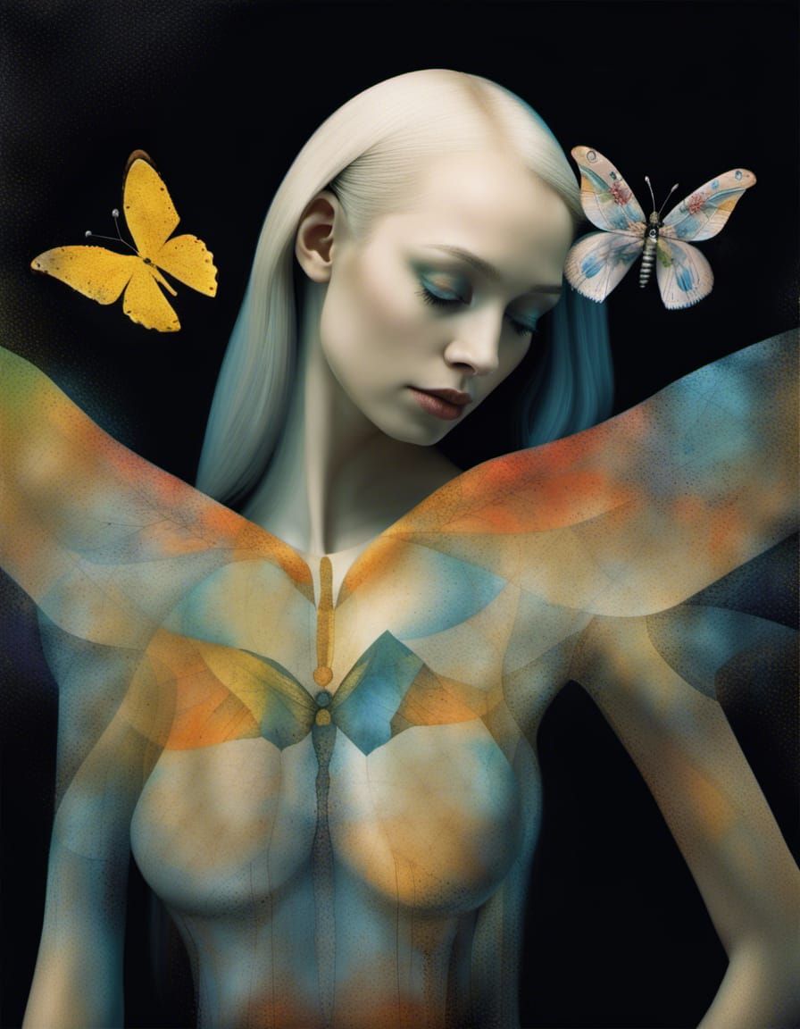 Dreamscape Woman with Butterfly Wings, Abstract Art
