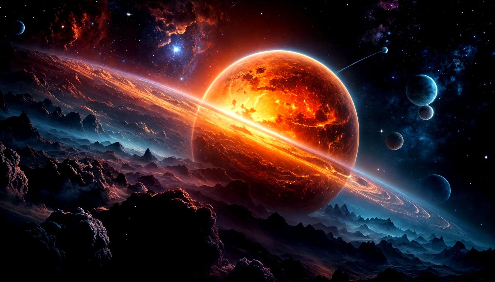 Cosmic Tapestry of Vibrant Blues and Purples