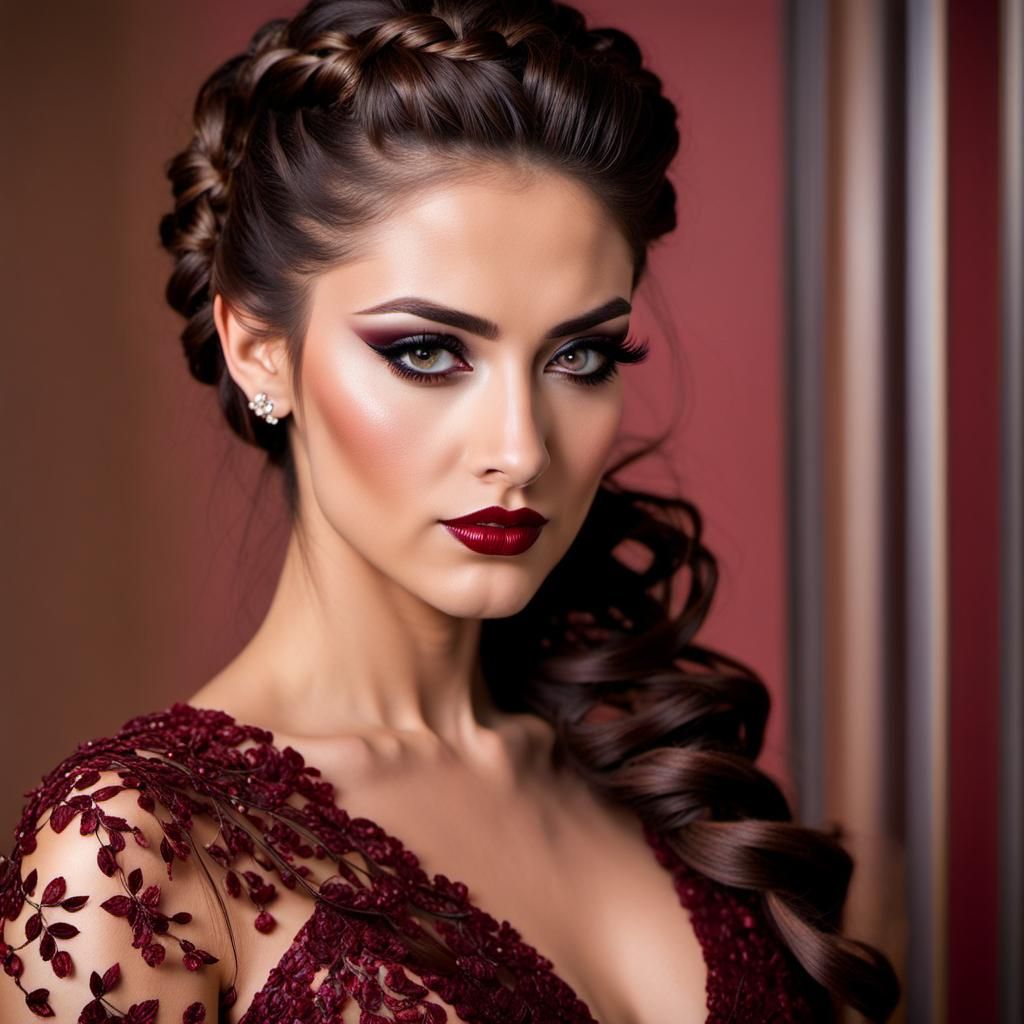 Teen Girl in Red Gown: Digital Matte Painting