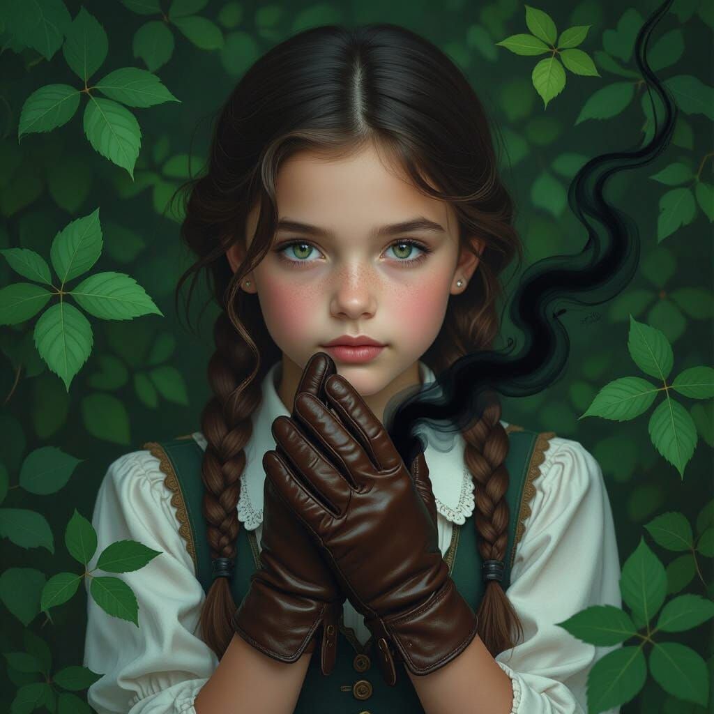 Mystical Girl with Dark Secret in Digital Painting Style