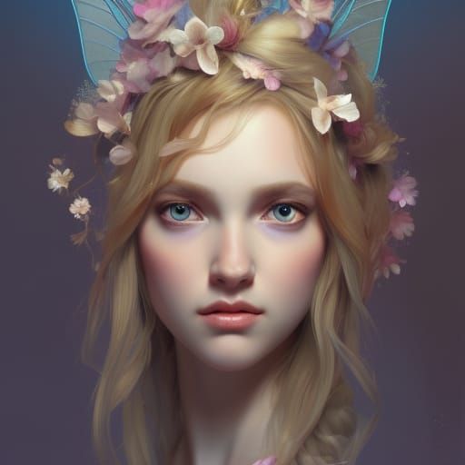 Fairy Princess Portrait in Hyperdetailed Art Nouveau Style