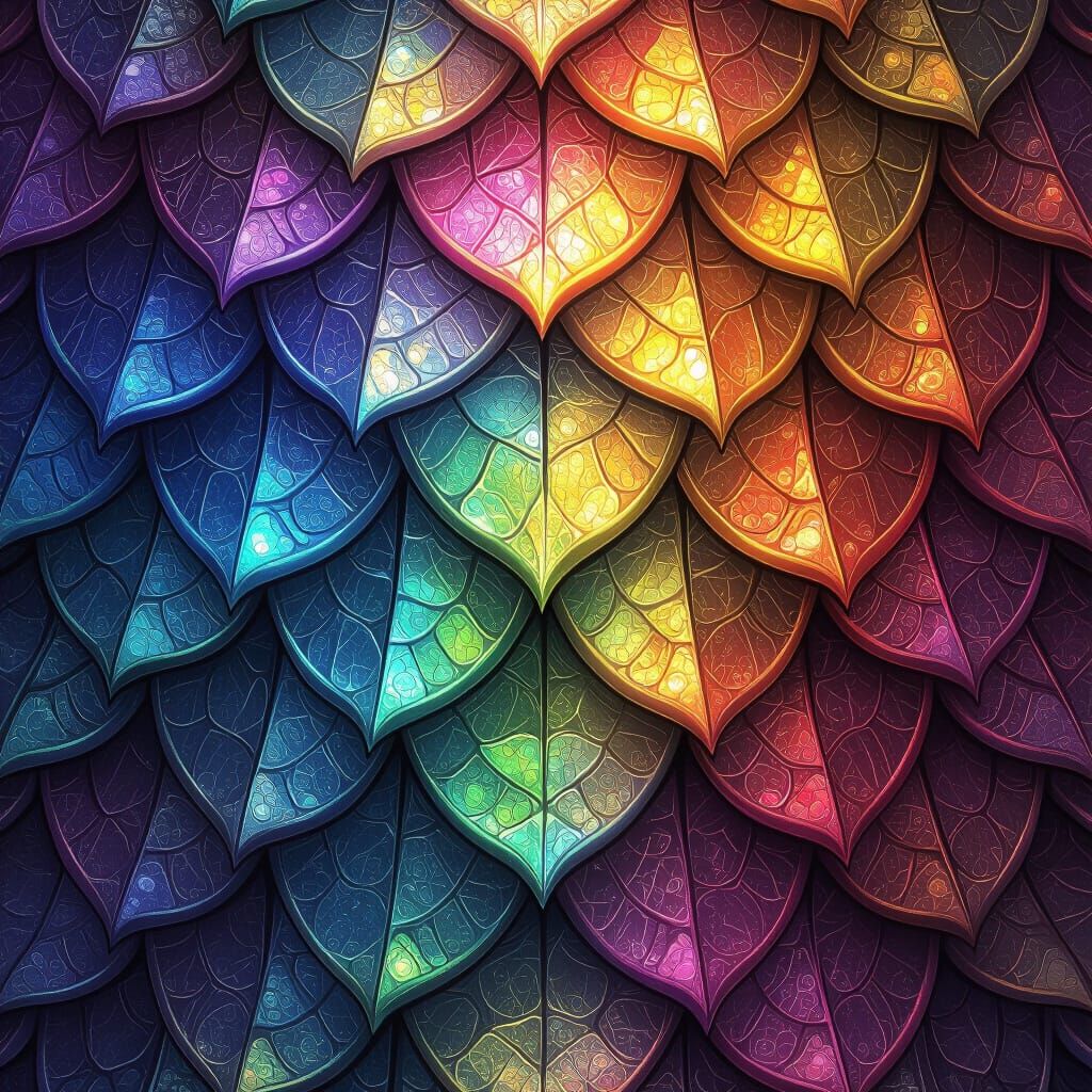 Rainbow Dragon Scales Seamless Pattern