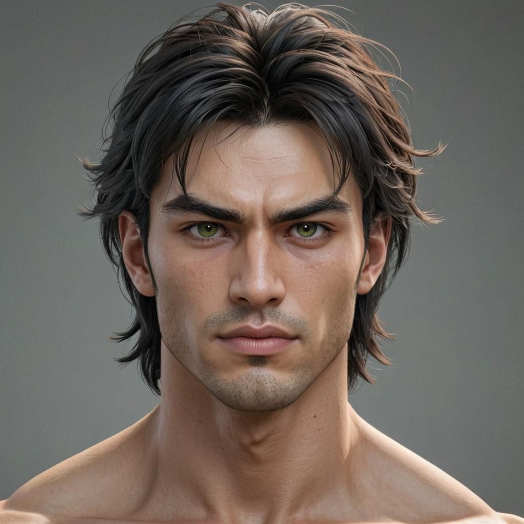 Attractive Mixed Race Man: 3D Anime Art