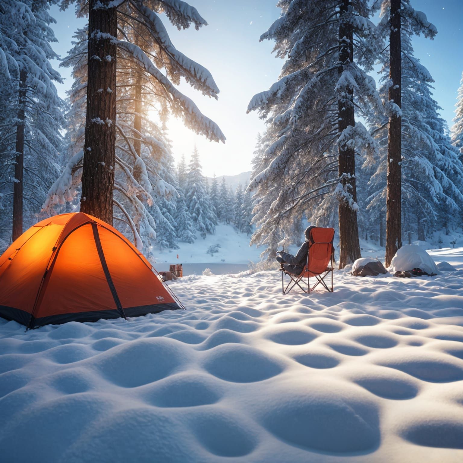 Ethereal Snowscape in Cyberpunk Aesthetic