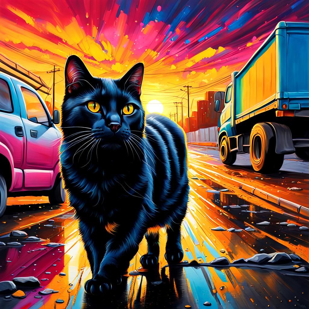Hyper-Realistic Graffiti Art of a Black Cat