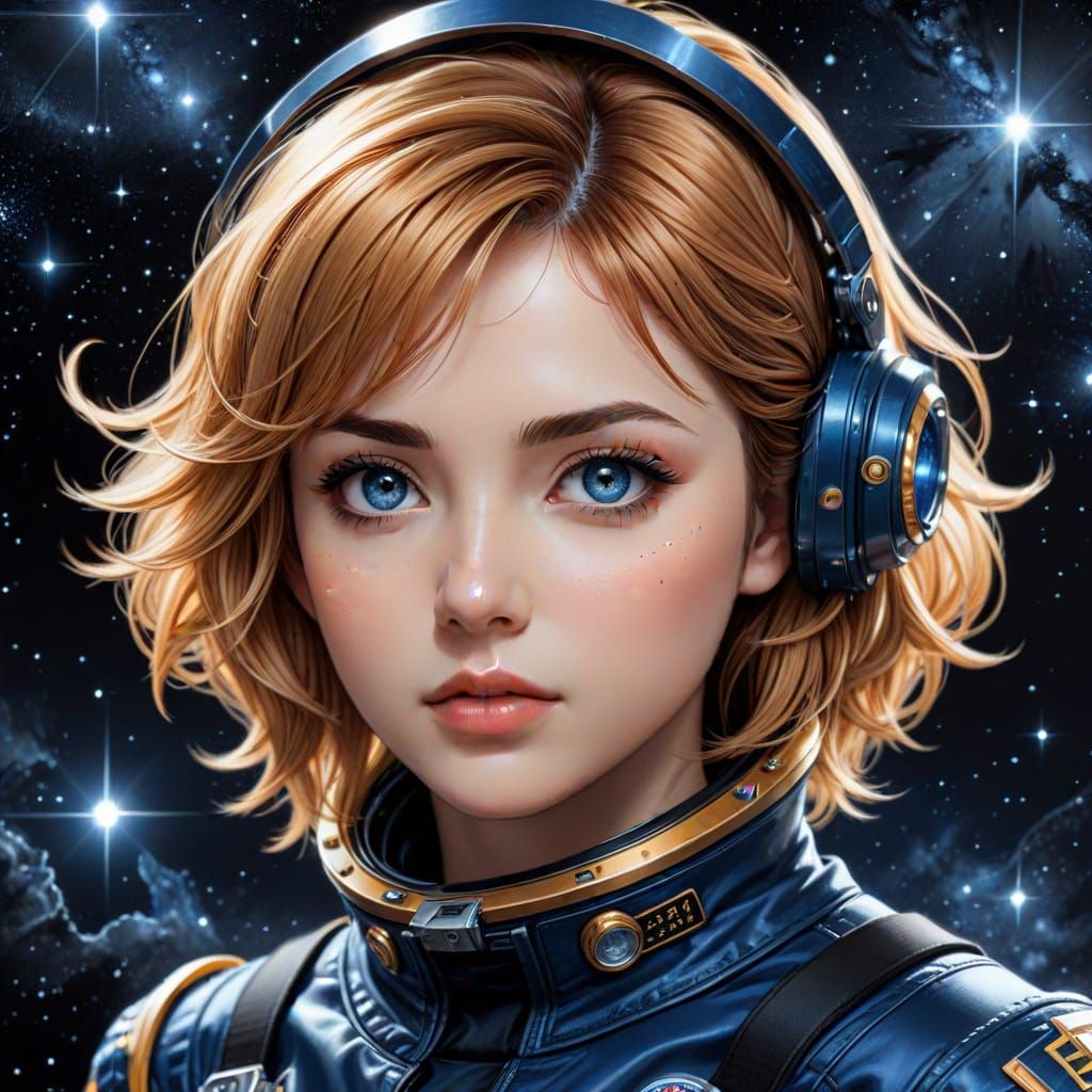 Anime Astronaut in Spacesuit: Manga Style Key Visual