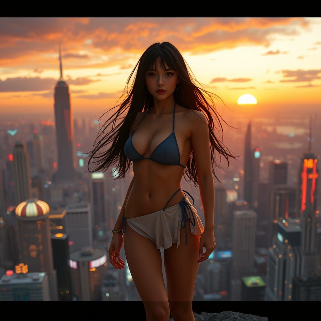 Cyberpunk Goddess at Sunset