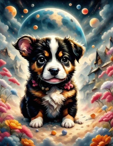 Cosmic Pitbull Puppy with Doll-Like Features