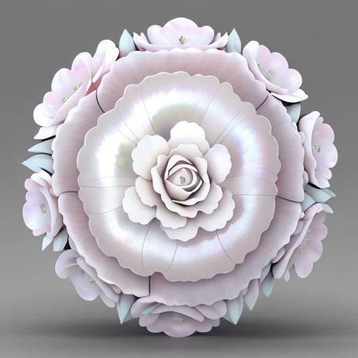 3D Mother-of-Pearl Flowers: Digital Art