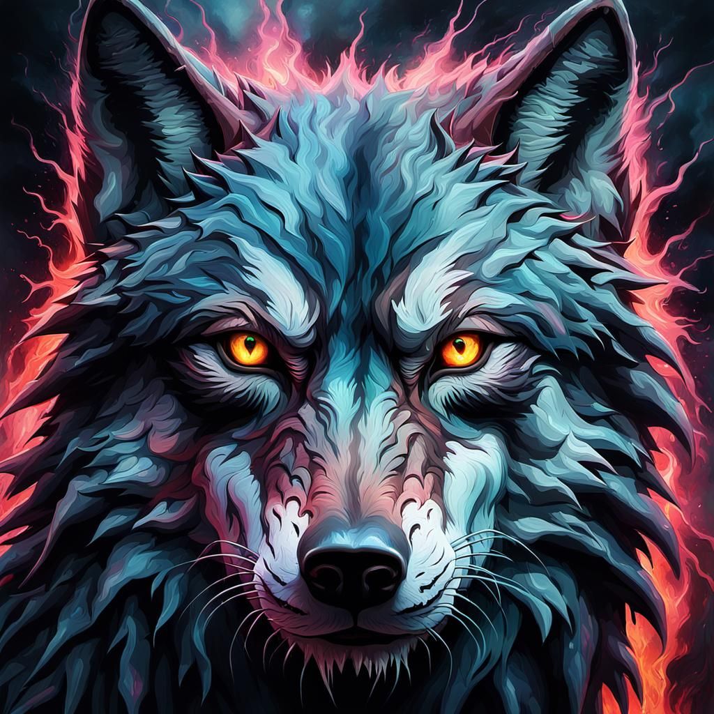 Cyberpunk Fog Wolf with Gothic Impressionist Style