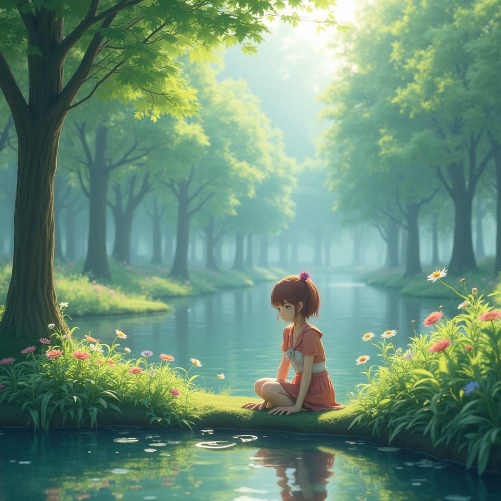 Anime Girl by Pond: Detailed 3D Art