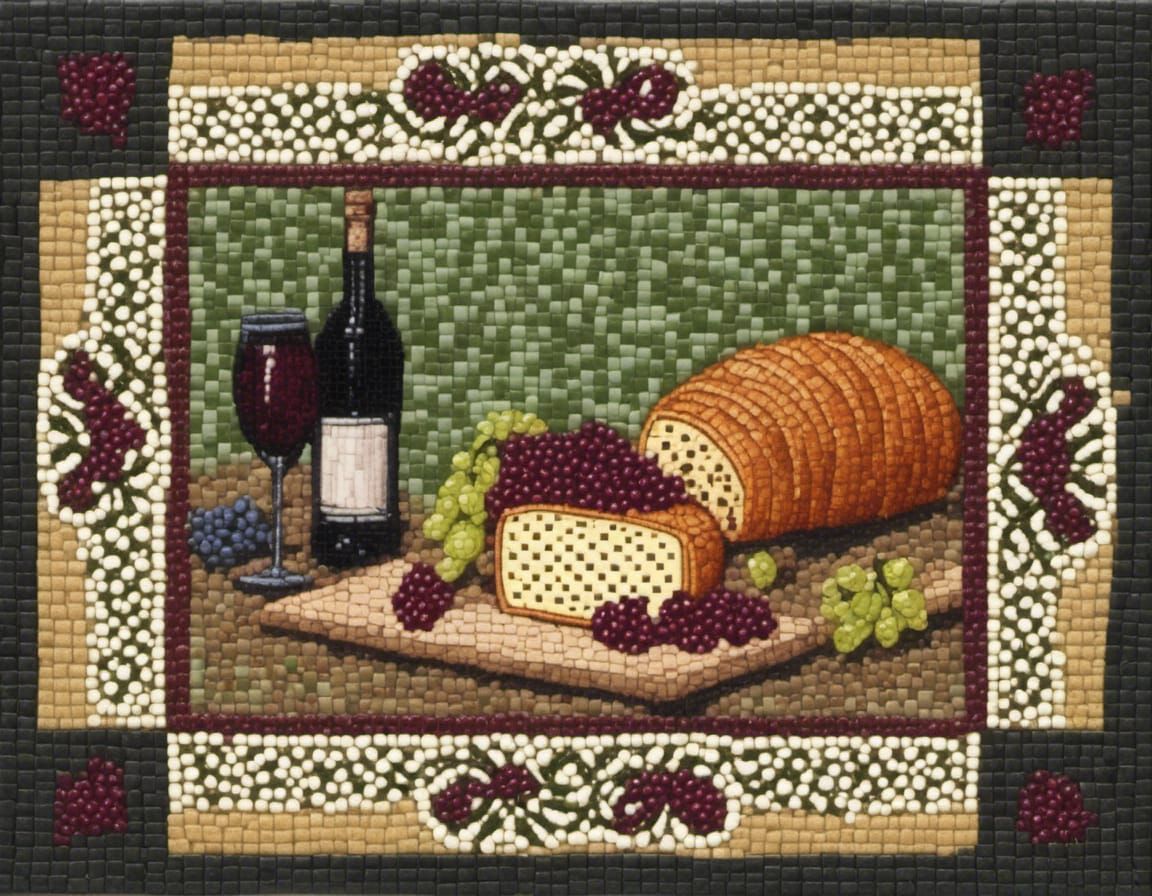 Wine, Bread, Cheese, Fruit