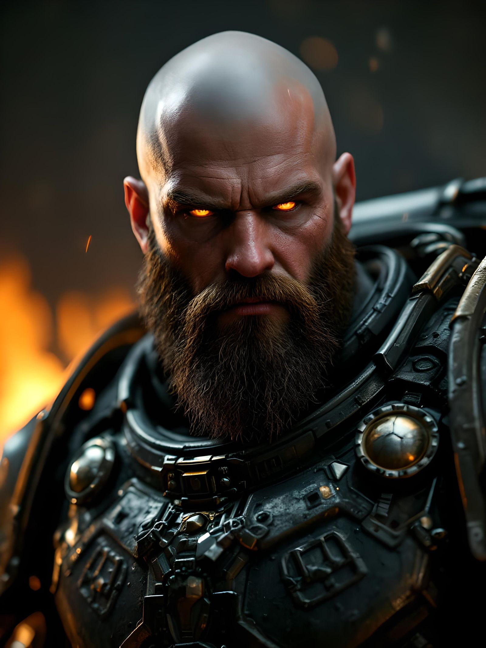 Space Marine Portrait in WH 40K Armor