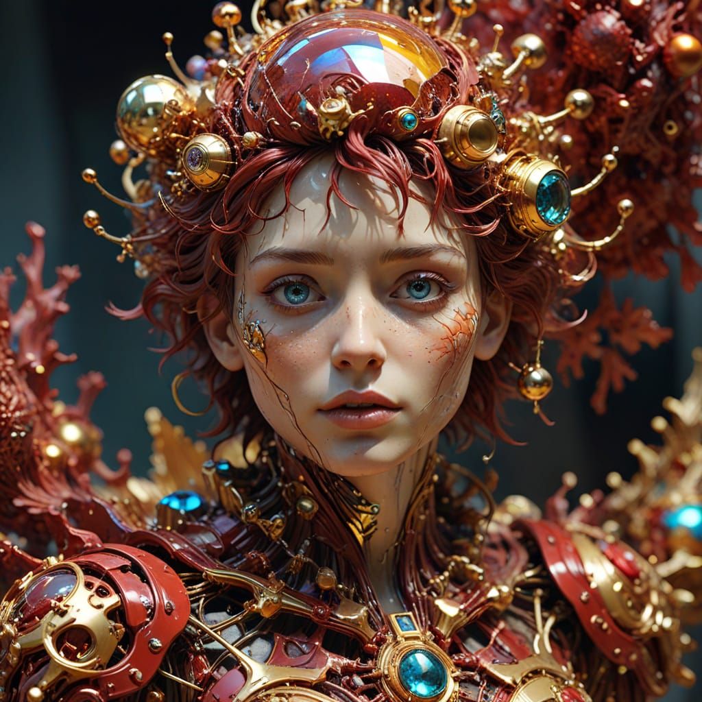 Hyperdetailed Marble Sculpture with Magical Background