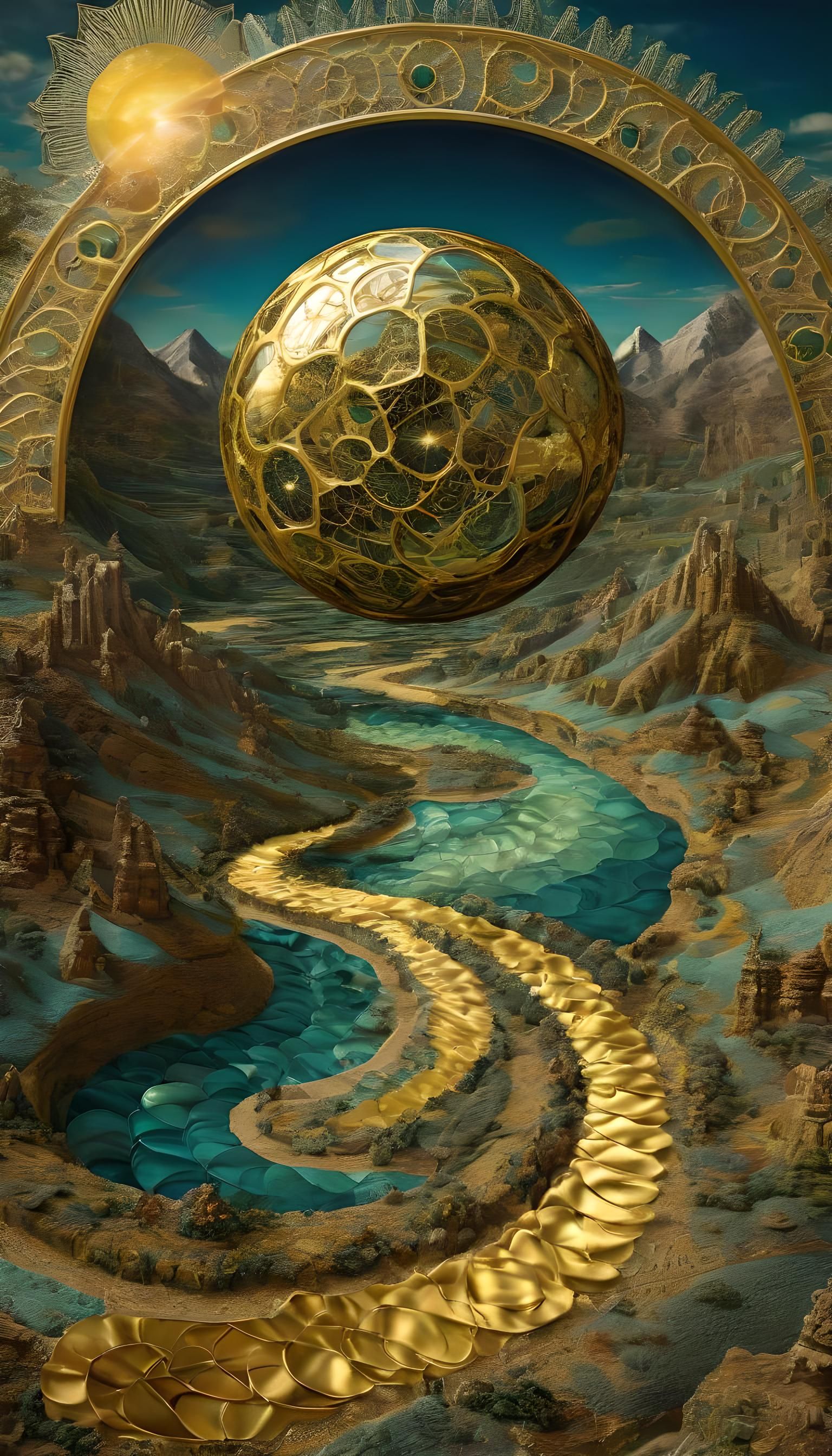 Surreal Alien Landscape with Long Road in Dream Valley