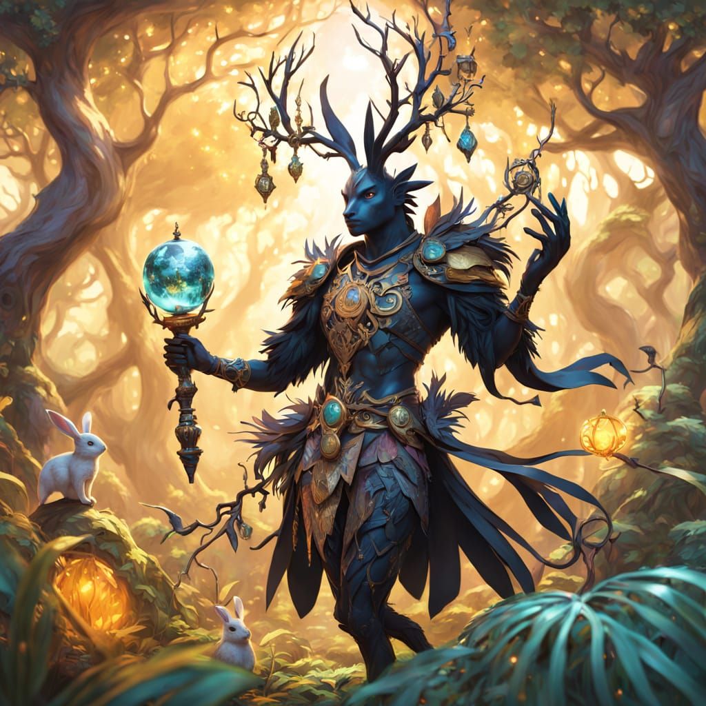 Enchanted Forest Fantasy: Witch Doctor's Crow Rider