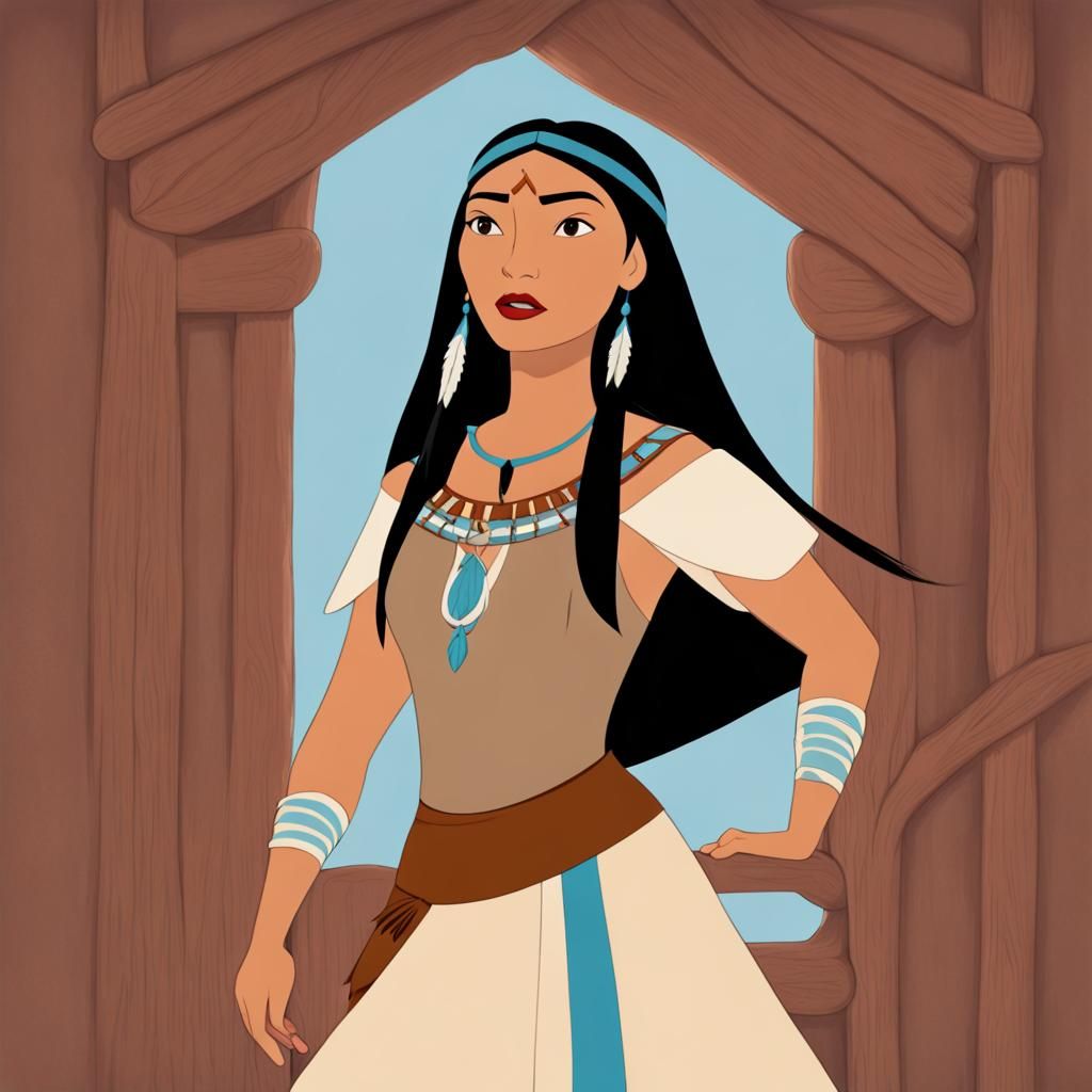 Iconic Digital Portrait of Pocahontas